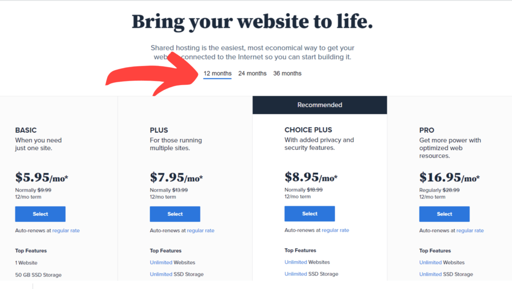 buy hosting at Bluehost
